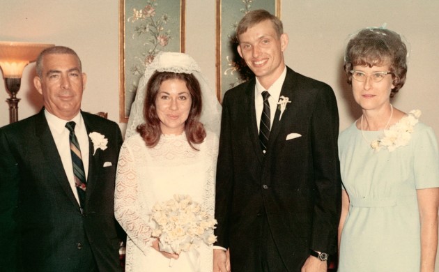 1968 wedding photo: Bob Ashley, Joyce and Malcolm Hanson, Betty Ashley